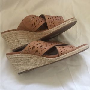 Lucky Brand keels leather Wedge Sandals Size 7